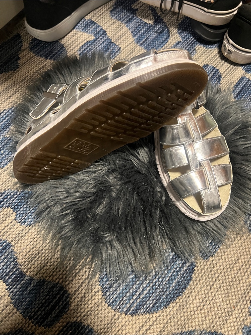 Dr. Martens woman’s Silver Metallic Fisherman Sandals